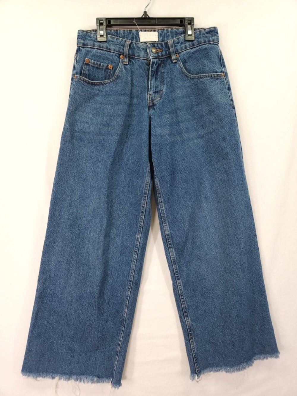 Motel Denim Womens 29x28 Medium Wash Raw Edge Wide Leg Jeans Indie Sleaze